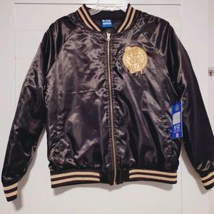 Boston Celtics Satin Bomber Jacket L NBA Starter Style Black NWT